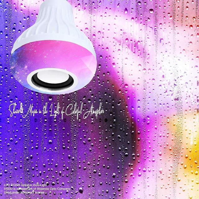 Alt view image 3 of 7 - LED RGB+White Bulb Light Smart Bluetooth Music Audio Speaker Changing Color Lamp Shower Head with Remote for Living Room Bathroom
