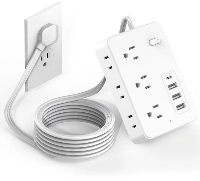 Main image of Power Strip, Extension Cord, Portable Power Strip Flat Plug with 6 AC Outlets 4 USB Ports (1 USB C), Multi Plug Extension Cord for Travel, Cruise, Office, Hotels