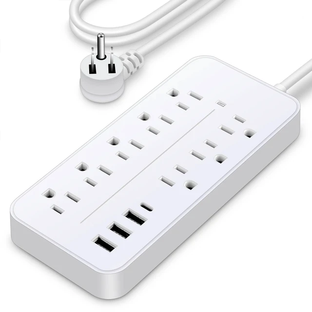 Main image of Power Strip, Surge Protector with 8 AC outlets and 4 USB ports, 5 Ft Extension Cord, 12 in 1 Charging Station for Home/Office/Dorm