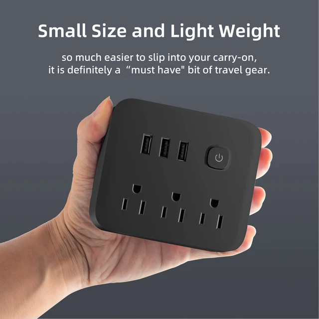 Alt view image 4 of 6 - Flat Plug Extension Cord, Power Strip with 3 USB Ports 5ft Outlet Extender, Wall Mount, Desk Charging Station for Office School Travel Dorm Room Essentials, ETL Listed