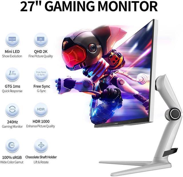 KOORUI GN10 27” Gaming Monitor, WQHD (2560 x 1440), 240HZ, Mini-LED, 95%  DCI-P3 99% Adobe RGB 100% sRGB, Display HDR 1000, Tilt Pivot Swivel Height