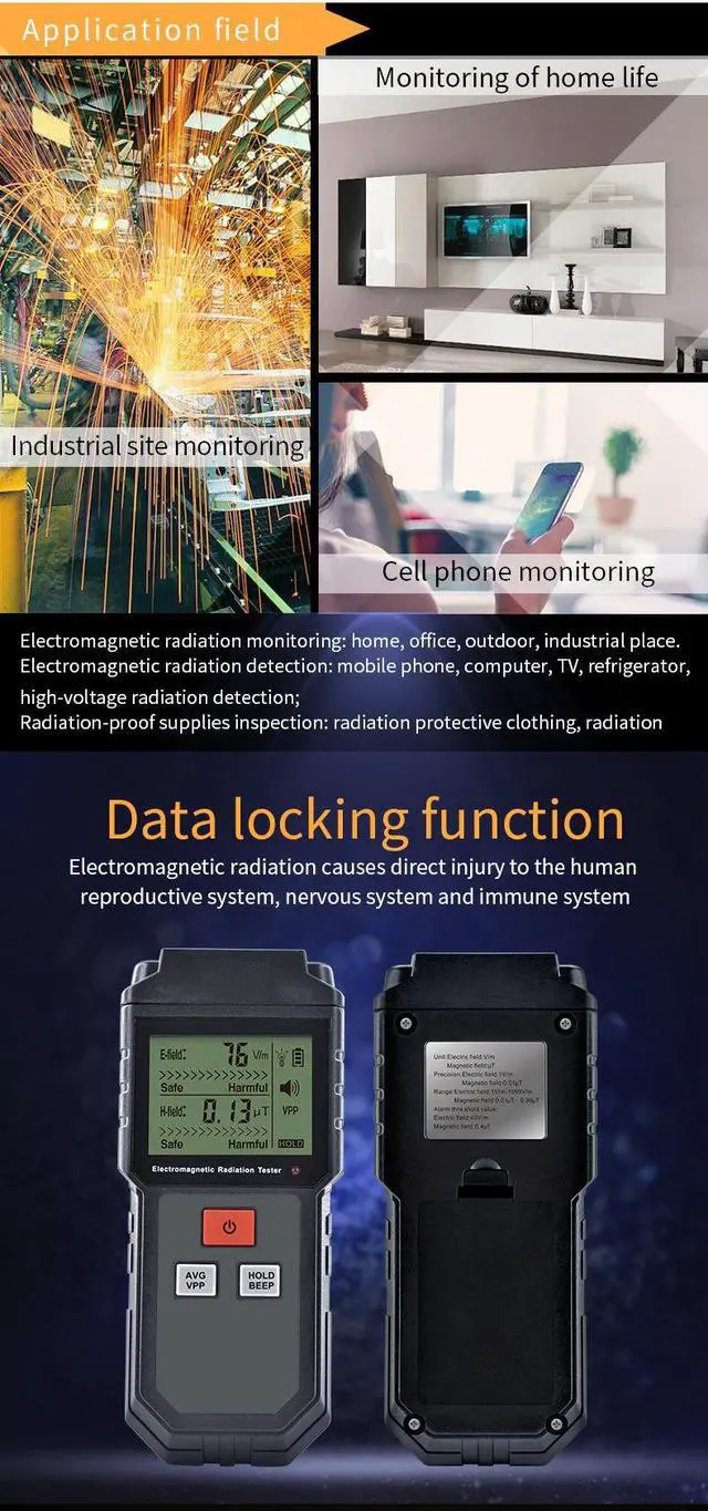 Alt view image 5 of 7 - Electromagnetic radiation detector professional testing household appliances Electromagnetic wave radiation measurement and monitoring instruments