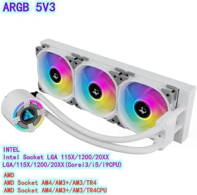 Alt view image 3 of 3 - Cross border desktop computer CPU integrated water-cooled radiator Starry S360 ARGB Shenguang synchronous PWM temperature controlled silent fan white