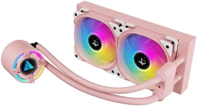 Main image of Jinheda Xingchen 240 desktop computer host CPU water-cooled heat sink ARGB Shenguang synchronous silent fan Xingchen S240 pink