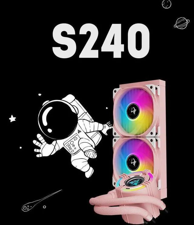 Alt view image 4 of 5 - Jinheda Xingchen 240 desktop computer host CPU water-cooled heat sink ARGB Shenguang synchronous silent fan Xingchen S240 pink