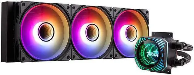 Alt view image 5 of 6 - Jinheda Desktop PC Host CPU Heat Sink Dragon Scale 360 ARGB Edition ARGB Divine Light Synchronous Silent Fan Integrated Water Cooling