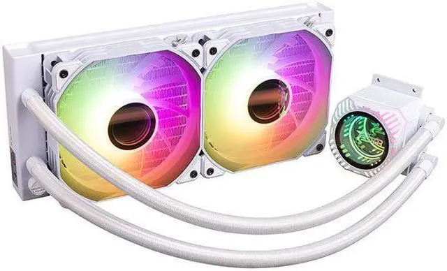 Alt view image 4 of 6 - Jinheda Desktop PC Host CPU Heat Sink Dragon Scale 240 ARGB Edition White ARGB Divine Light Synchronous Silent Fan Integrated Water Cooling