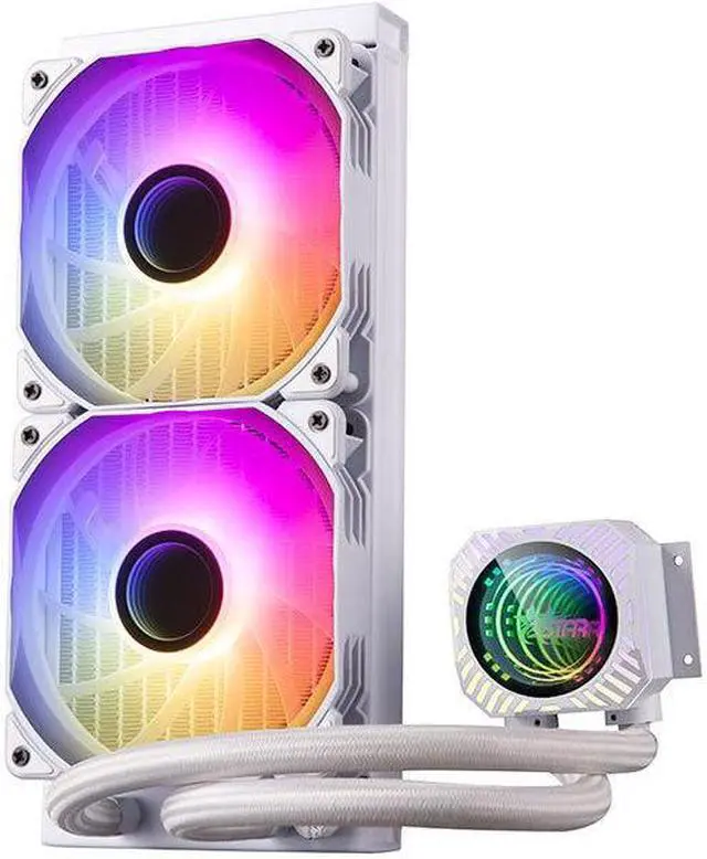Alt view image 5 of 6 - Jinheda Desktop PC Host CPU Heat Sink Dragon Scale 240 ARGB Edition White ARGB Divine Light Synchronous Silent Fan Integrated Water Cooling