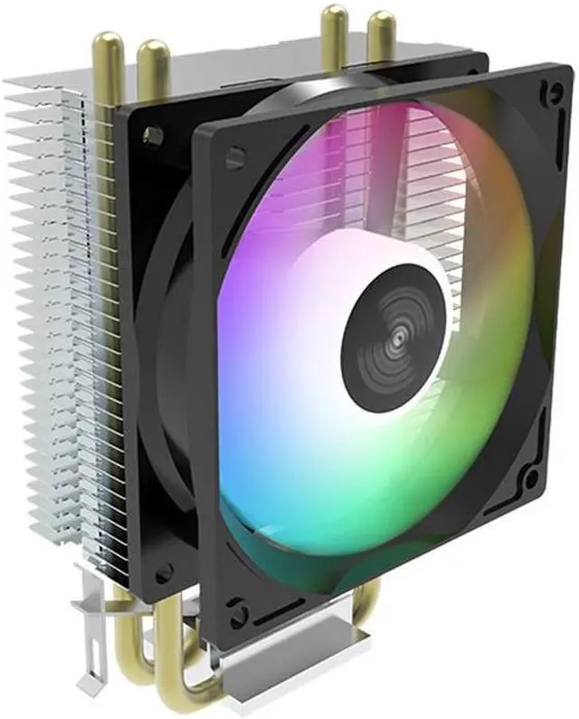 Main image of Cross border desktop computer host CPU heat sink Ice Sword V90 multi platform air-cooled universal double copper tube silent colorful fan