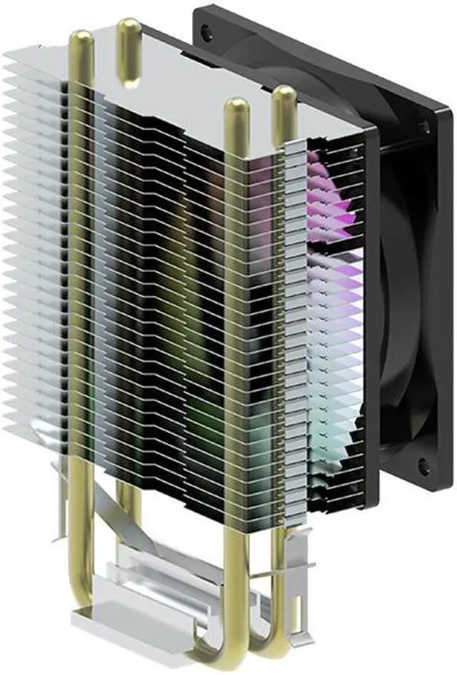 Alt view image 2 of 6 - Cross border desktop computer host CPU heat sink Ice Sword V90 multi platform air-cooled universal double copper tube silent colorful fan