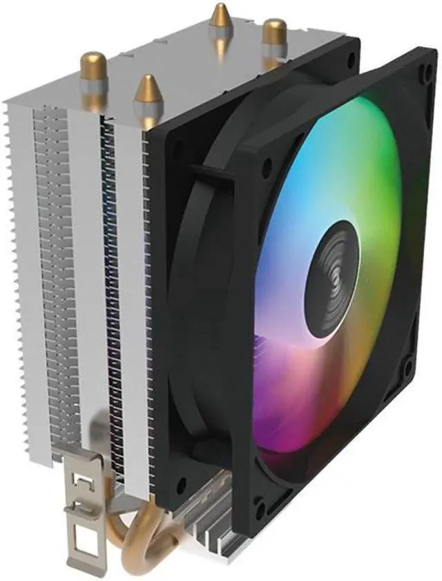 Alt view image 4 of 6 - Cross border desktop computer host CPU heat sink Ice Sword V90 multi platform air-cooled universal double copper tube silent colorful fan