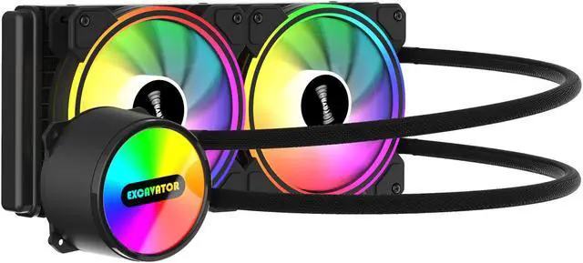Alt view image 3 of 6 - Desktop computer, PC host, CPU integrated water-cooled heat sink, Lingjing 240 ARGB divine light synchronous mirrorless silent fan