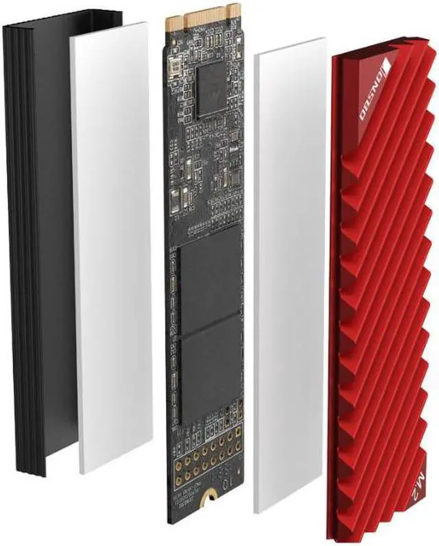 Alt view image 2 of 3 - Computer Solid State Drive Metal Heat Sink M.2 2280 Solid State Drive Heat Sink Aluminum Tank Top Passive Heat Sink Red