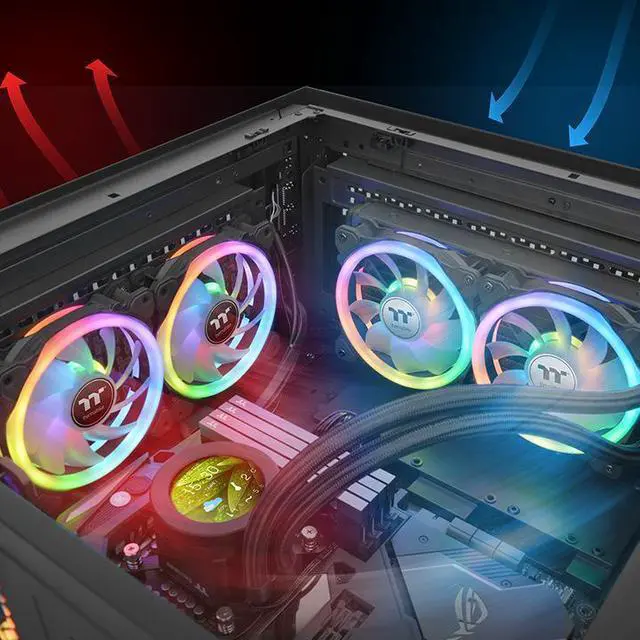 Alt view image 6 of 6 - Desktop computer host CPU chassis water-cooled heat sink Yaoying SWAFAN 14 RGB front and back fan blades RGB illusion synchronous silent fan