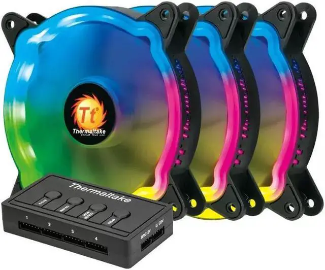 Main image of Tt desktop computer, PC host, chassis, heat sink, Tt Linglong 12 chassis, fan ARGB, dazzling divine light, synchronous, illusory, and silent fans, 3 pieces