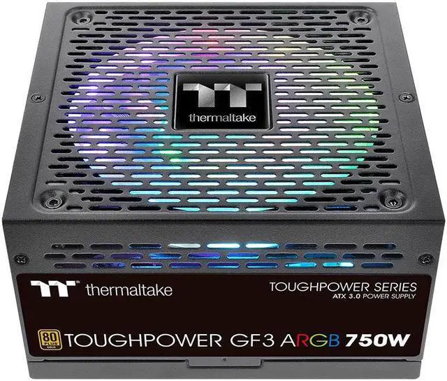 Alt view image 3 of 4 - TT desktop computer host ARGB rated 750W GF3 ARGB 750W gold medal full module full voltage PCIE5.0 gaming power supply