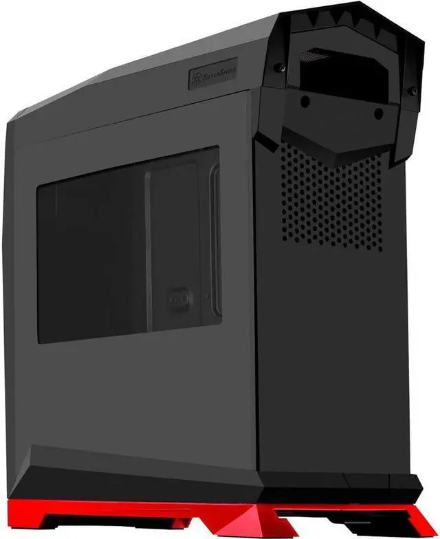 Alt view image 6 of 7 - ATX Tower Case, 90 Degree Motherboard Rotation with Window, Black & Red CS-RVX01BR-W