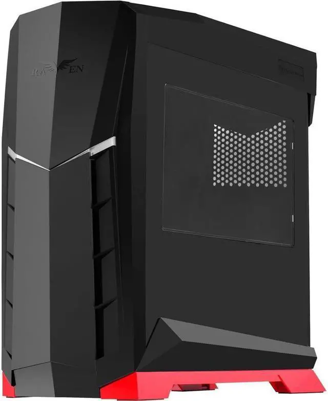 Main image of ATX Tower Case, 90 Degree Motherboard Rotation with Window, Black & Red CS-RVX01BR-W