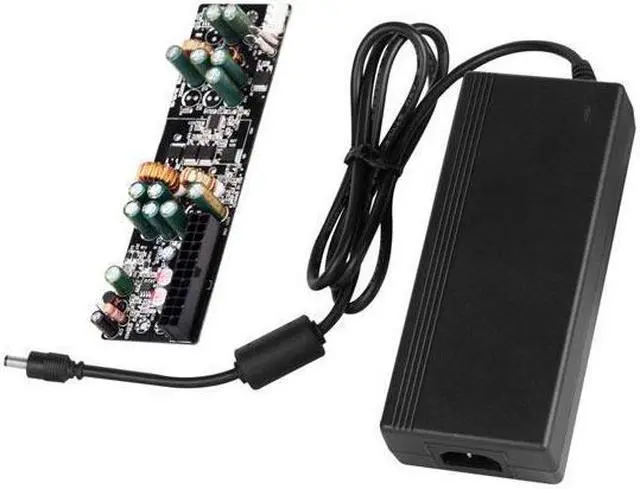 Main image of 120W power supply kit, 120W DC-DC Powerboard with 120W 12V/10A AC-DC Adapter, 20+4pin motherboard connector, 1x 4+4 EPS (CPU) power connector, 3x SATA connector and 1x4-Pin Peripheral connector