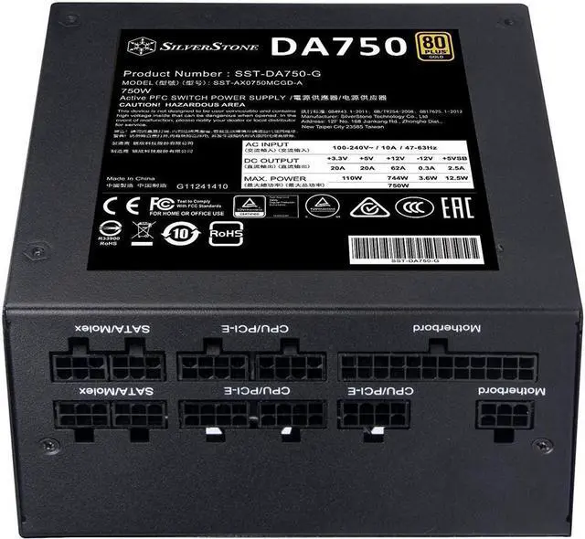 Alt view image 3 of 6 - DA750 Gold, 80 Plus Gold 750W Fully Modular ATX Power Supply, DA750-G