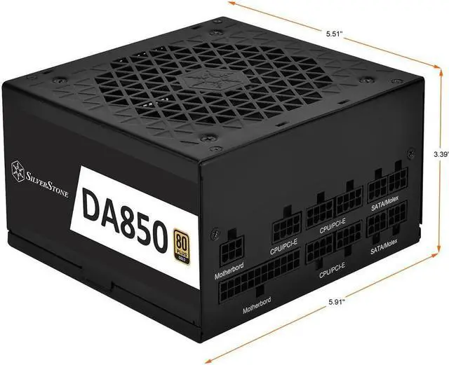 Alt view image 2 of 7 - SilverStone Technology  DA850R Gold 80 PLUS Gold 850W ATX 3.0 & PCIe 5.0 Fully Modular Power Supply