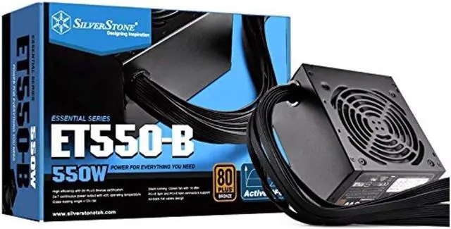 Main image of 550 watt 80 plus bronze atx psu with flat black cables et550-b power supply et550-b