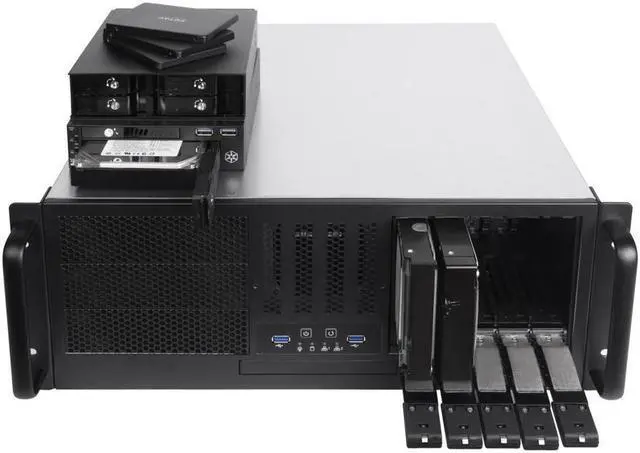 Alt view image 11 of 13 - SilverStone Technology RM41-H08 4U Rackmount Server Case with 5 x 3.5 Hot-Swappable Bay and 3 x 5.25 Bays with USB 3.1 Gen 1 RM41-H08-x