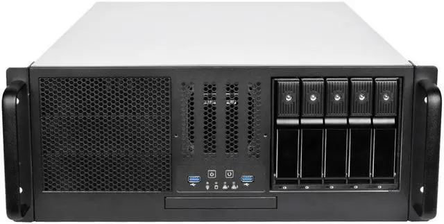 Alt view image 12 of 13 - SilverStone Technology RM41-H08 4U Rackmount Server Case with 5 x 3.5 Hot-Swappable Bay and 3 x 5.25 Bays with USB 3.1 Gen 1 RM41-H08-x