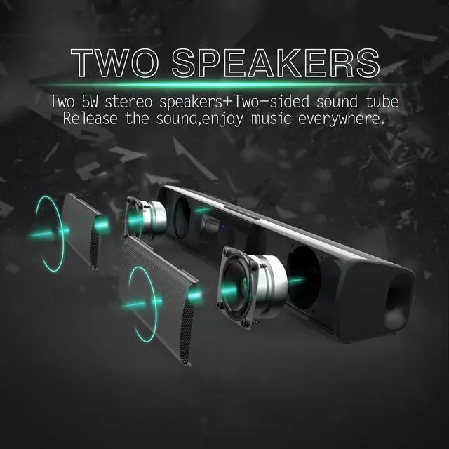 Alt view image 2 of 7 - INFIBLA Small Sound Bar for TV with Bluetooth USB,AUX Connection,Mini Sound/Audio System for PC TV Speakers/Home Theater,Gaming,Projectors