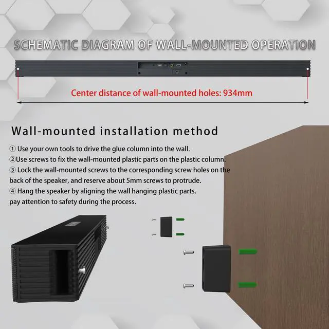 Alt view image 6 of 6 - INFIBLA Soundbar, TV Sound Bar with Dual Bass Ports Wired HDMI and Wireless Bluetooth 5.0 Home Theater System (38 Inch, Enhanced Bass Technology, 3-Inch Drivers, Wall Mountable, DSP)