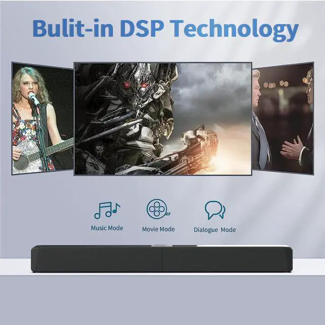 Alt view image 5 of 6 - BS-53 Foldable Sound Bars for TV Speaker with Full-Range Divers, Bluetooth 5.1, OPT,Coaxial,USB, AUX Inputs,  TV Soundbar for Projector PC Home Theater 3D Surround Sound System-26.8 Inch