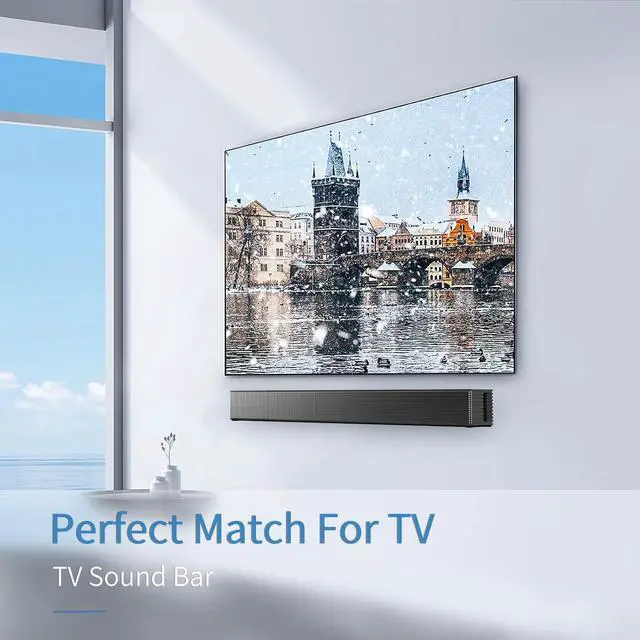 Alt view image 2 of 6 - INFIBLA TV bar speaker, wireless Bluetooth 5.3 bar speaker TV speaker, TV audio three equalizer modes, optional/AUX/ARC connection, DSP bass stereo audio with remote control, wall mounted type suitabl