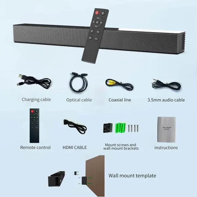 Alt view image 6 of 6 - INFIBLA TV bar speaker, wireless Bluetooth 5.3 bar speaker TV speaker, TV audio three equalizer modes, optional/AUX/ARC connection, DSP bass stereo audio with remote control, wall mounted type suitabl