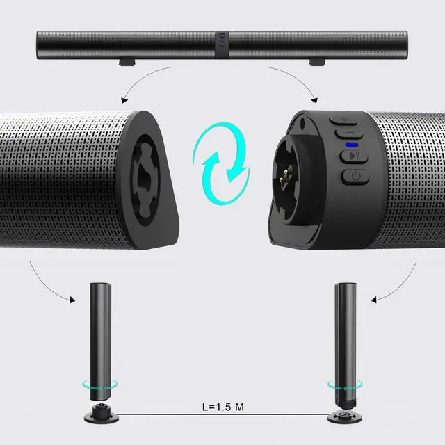 Alt view image 5 of 7 - INFIBLA TV Sound Bars, Detachable 2 in 1 Bluetooth 5.3 Sound Bar for TV, 29 inch 2.2 Channel TV Speaker for Surround Sound System, Optical/Aux/USB