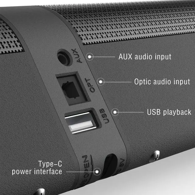 Alt view image 6 of 7 - INFIBLA TV Sound Bars, Detachable 2 in 1 Bluetooth 5.3 Sound Bar for TV, 29 inch 2.2 Channel TV Speaker for Surround Sound System, Optical/Aux/USB