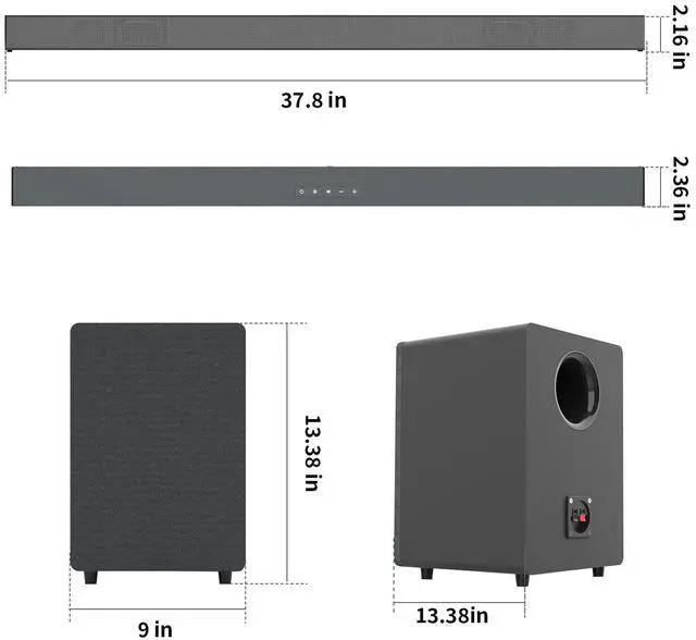 Alt view image 6 of 6 - INFIBLA Soundbar, TV Sound Bar with Dual Bass Ports Wired HDMI and Wireless Bluetooth 5.3 Home Theater System (Enhanced Bass Technology, 3-Inch Drivers, Wall Mountable, DSP)