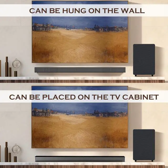 Alt view image 3 of 6 - INFIBLA Soundbar, TV Sound Bar with Dual Bass Ports Wired HDMI and Wireless Bluetooth 5.3 Home Theater System (Enhanced Bass Technology, 3-Inch Drivers, Wall Mountable, DSP)