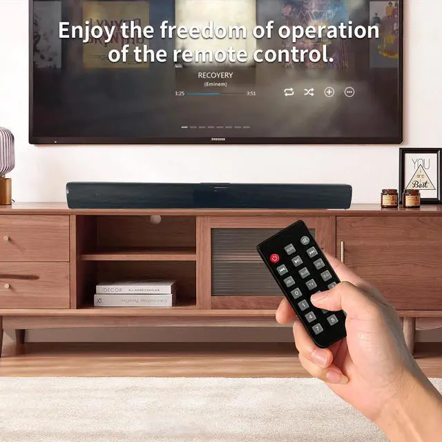 Alt view image 6 of 7 - INFIBLA Soundbar Speakers, Bluetooth 5.0 TV Soundbar, HD Audio Stereo Soundbar Surround Sound Home Cinema with Remote Control, Support RCA AUX TF-CARD