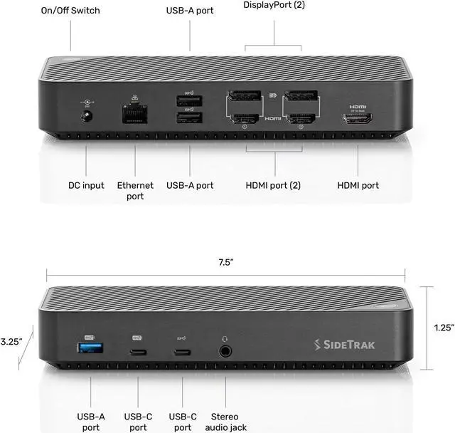 Alt view image 5 of 7 - SideTrak 4K Docking Station | 13 Port High-Speed USB-C Dock with 4K Resolution | Laptop Docking Station Dual Monitor / Triple Monitor | Compatible with Windows, Mac, Chrome