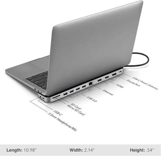 Alt view image 5 of 7 - SideTrak 4K Docking Station 13-in-1 - USB-C, USB-A 3.0, HDMI, 4k 60Hz Display, Ethernet, Audio Jack, Windows MST, Mac SST | Dell Docking Station, Thunderbolt Dock, Power Battery, Surface Tablet Dock.