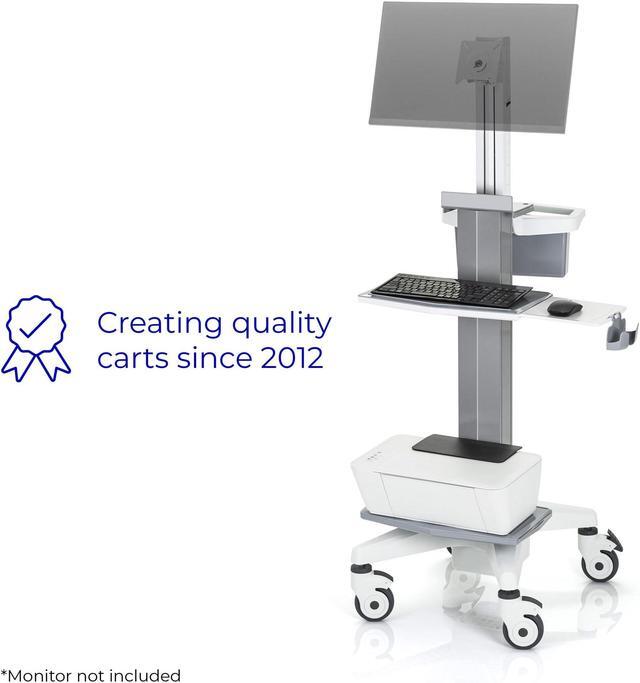 Alt view image 2 of 7 - Stand Steady Medical Computer Cart for All-in-One Computers | Height Adjustable Medical Cart for Centralized Patient Reporting | Stainless Steel VESA-Compatible Mobile Computer Cart with Wheels