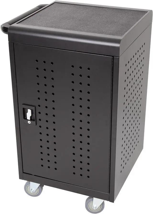 Main image of Line Leader 30 Unit Mobile Charging Station Cart w/ Locking Cabinet, Standing Computer Charger Stand for Tablets, Laptops, Chromebooks, 5-Min Assembly UL-Certified, ANSI/BIFMA Standard with Power Cord