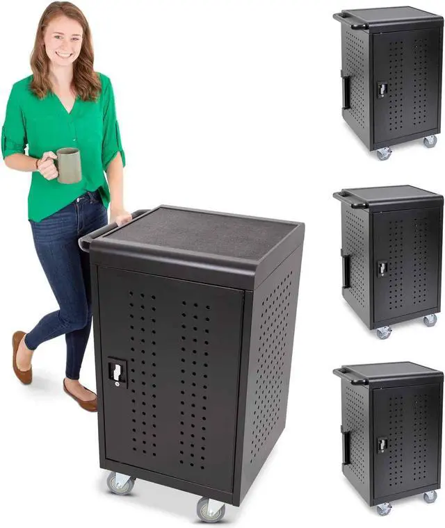 Main image of 3-Pack | Line Leader 30 Unit Mobile Charging Cart with Locking Cabinets | UL Safety-Certified Charging Station for 30 Tablets, Laptops or Chromebooks | ANSI/BIFMA Standard Laptop Cart & Storage Cart