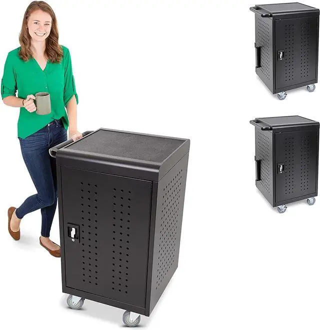 Main image of 2-Pack | Line Leader 30 Unit Mobile Charging Cart with Locking Cabinets | UL Safety-Certified Charging Station for 30 Tablets, Laptops or Chromebooks | ANSI/BIFMA Standard Laptop Cart & Storage Cart