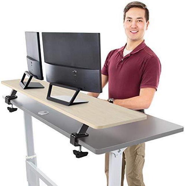 Alt view image 3 of 7 - Stand Steady 55 Inch Clamp On Desk Shelf | Large Monitor Riser Supports 3 Screens for Extra Storage | Ergonomic Monitor Stand Securely Attaches to Surface with Clamp Base - No Screws (55 In / Maple)