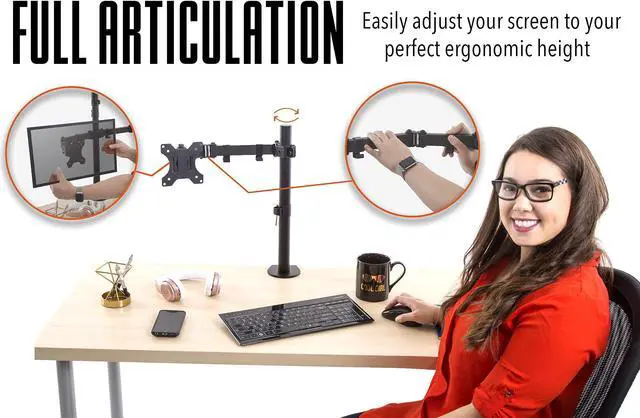 Alt view image 4 of 7 - Stand Steady Dual Monitor Mount| Clamp-On Height Adjustable Monitor Arm Vesa Mount | Fits 1 Screen 13 - 32 Inches | Black