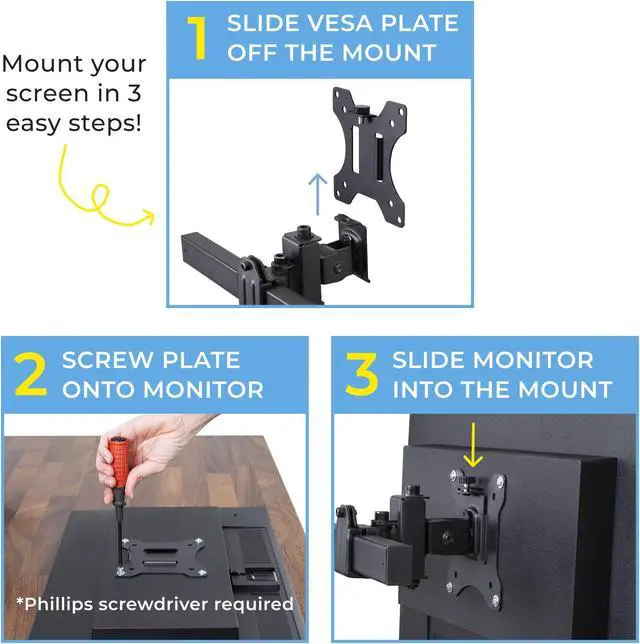 Alt view image 5 of 7 - Stand Steady Clamp-On 6 Monitor Mount Desk Stand | Height Adjustable Monitor Stand with Full Articulation VESA Mount | Fits Most LCD/LED Monitors 17-27 Inches | Six Monitor Arm (Black)