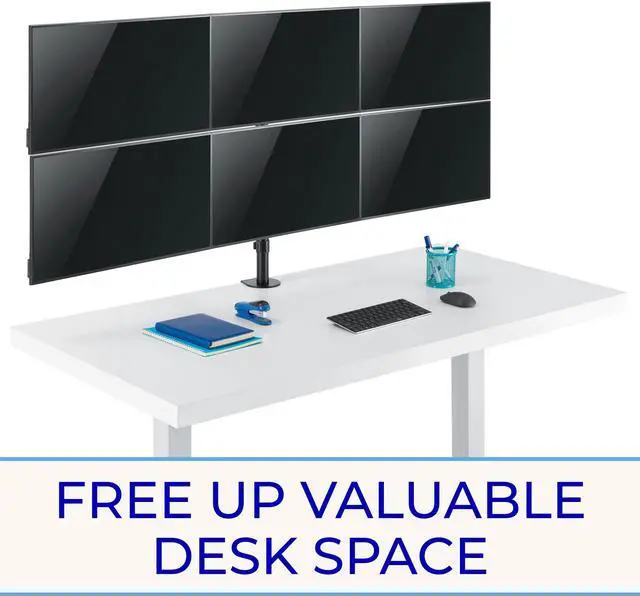 Alt view image 7 of 7 - Stand Steady Clamp-On 6 Monitor Mount Desk Stand | Height Adjustable Monitor Stand with Full Articulation VESA Mount | Fits Most LCD/LED Monitors 17-27 Inches | Six Monitor Arm (Black)
