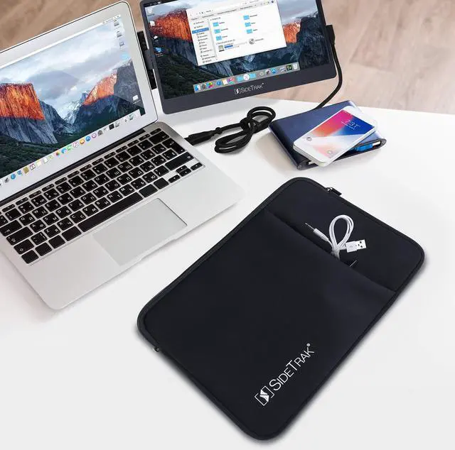 Alt view image 2 of 7 - SideTrak Portable Monitor & Laptop Case Sleeve | Compatible with Slide & Swivel Monitors and 15" Laptops | Built-in Pocket | Durable & Stretchy Neoprene Material | 15x12