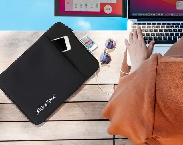 Alt view image 4 of 7 - SideTrak Portable Monitor & Laptop Case Sleeve | Compatible with Slide & Swivel Monitors and 15" Laptops | Built-in Pocket | Durable & Stretchy Neoprene Material | 15x12